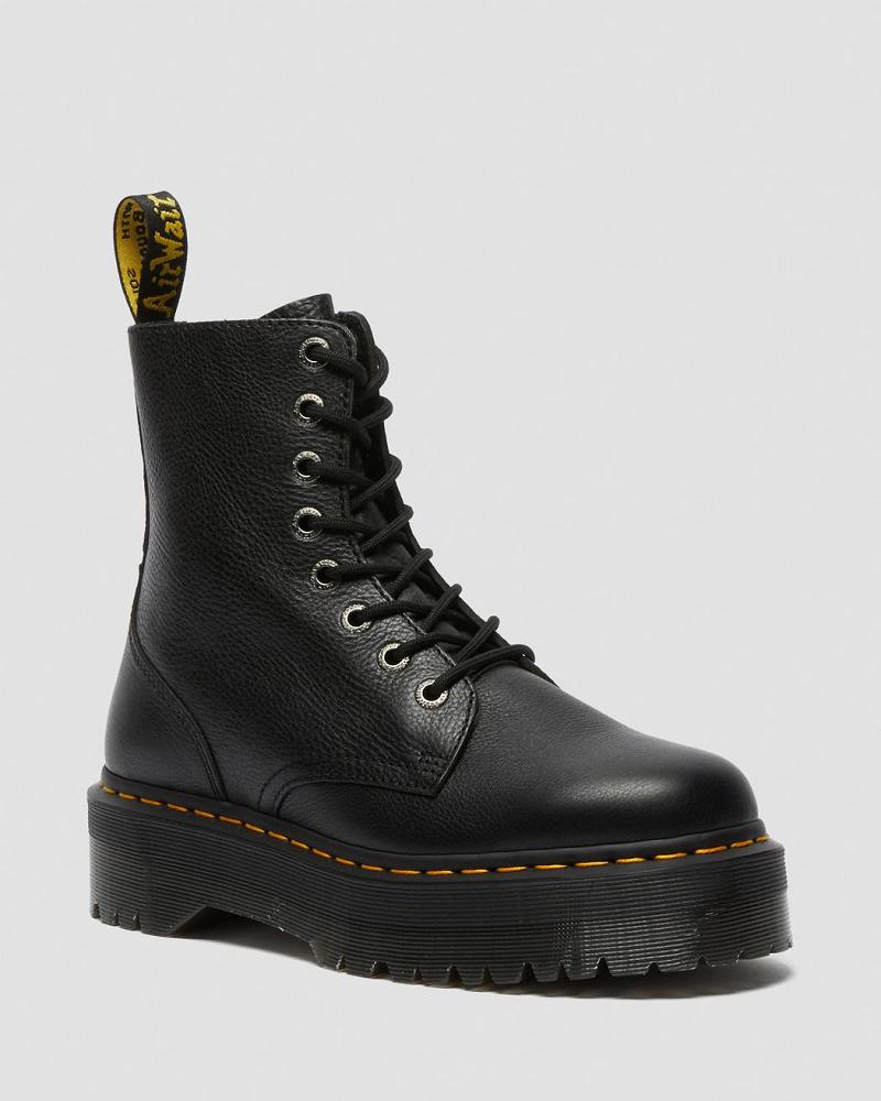 Botas Plataforma Dr Martens Jadon Pisa Cuero Mujer Negros | MX 538XYU